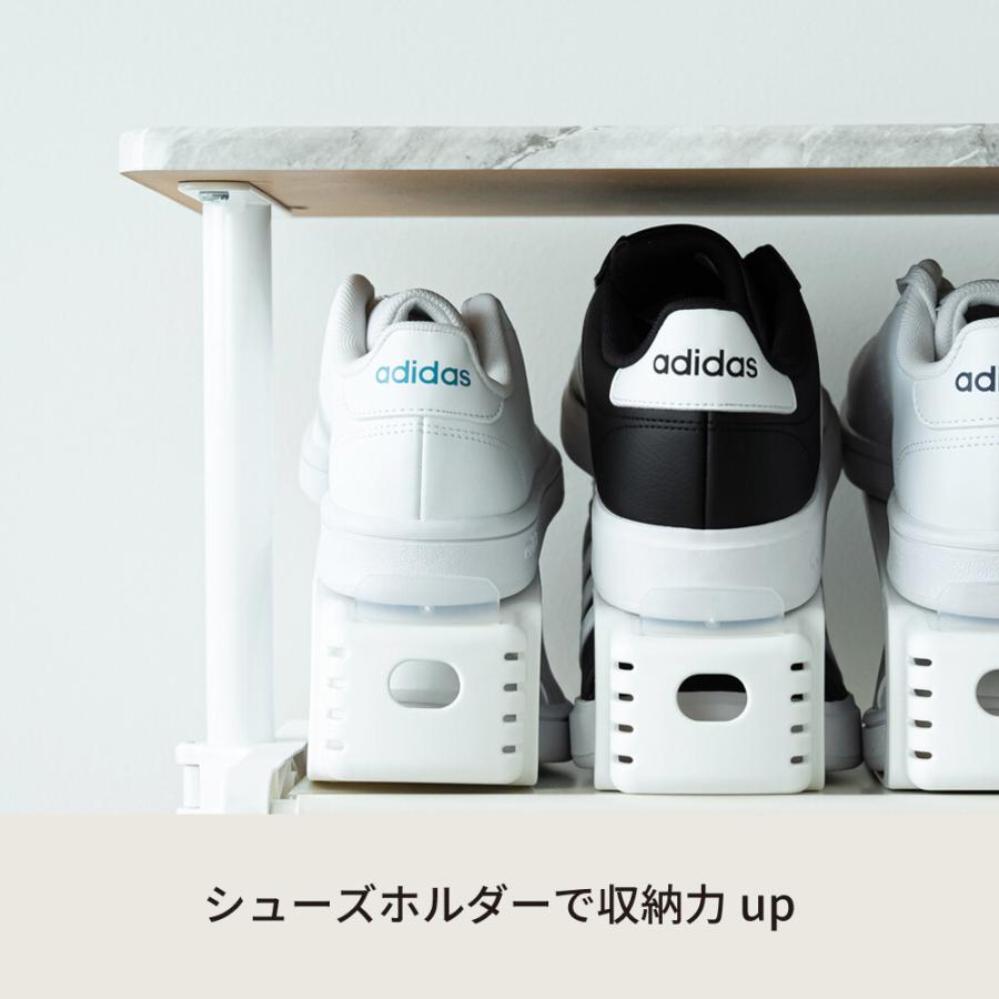 ラック 棚 木製 おしゃれ 北欧モダン シェルフ 白 韓国風 かわいい シンプル マーブル 大理石柄 省スペース 幅600mm ワンタッチサイズ調整_6