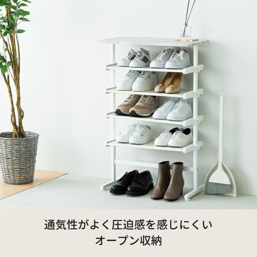 ラック 棚 木製 おしゃれ 北欧モダン シェルフ 白 韓国風 かわいい シンプル マーブル 大理石柄 省スペース 幅600mm ワンタッチサイズ調整_8