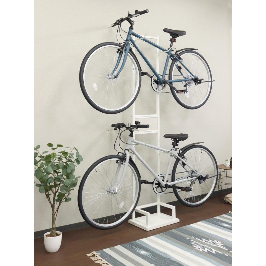 自転車ラック スタンド おしゃれ 室内保管 高さ調節 2台 耐震 安定感 転倒防止 デザイン性 アーバンモダン ホワイト_1