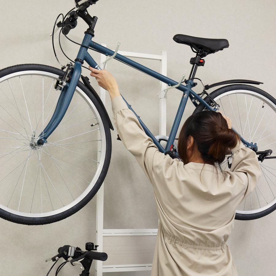 自転車ラック スタンド おしゃれ 室内保管 高さ調節 2台 耐震 安定感 転倒防止 デザイン性 アーバンモダン ホワイト_4