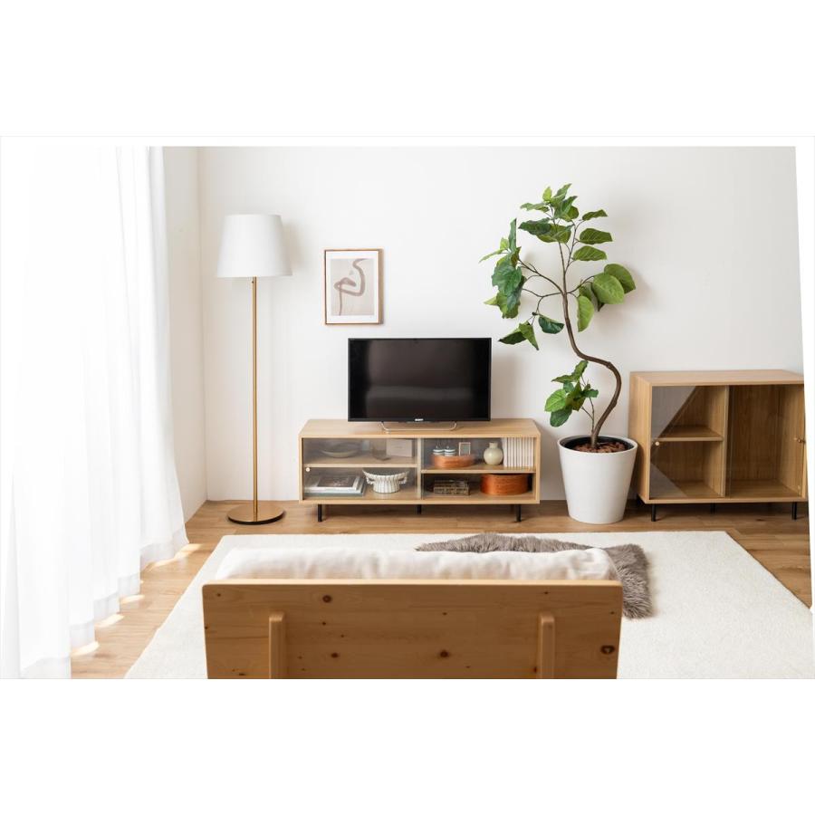テレビ台 幅120cm ローボード アクリル引き戸 木目調 スリム テレビ