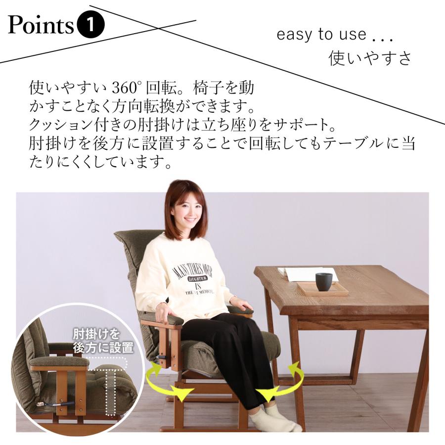 座椅子 ハイバック リクライニングチェア レトロ 肘掛 回転