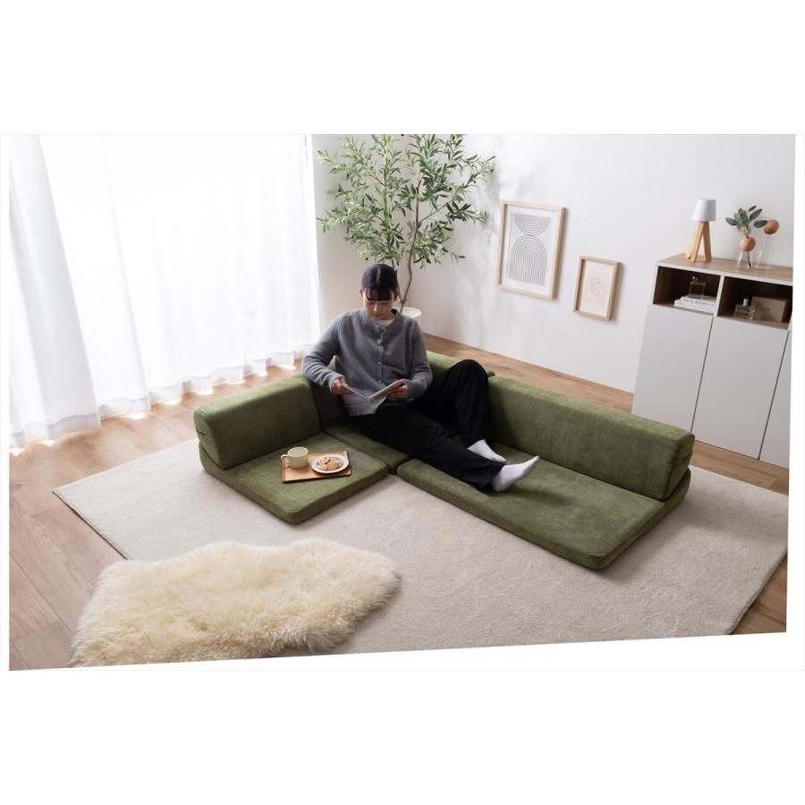 ローソファー 3人掛け コーナー おしゃれ シンプルモダン レイアウト 