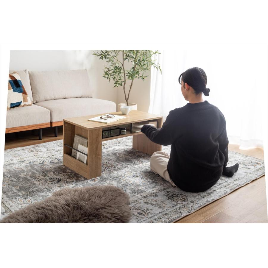 天然木 ローテーブル 引き出し付 マガジンラック カントリー