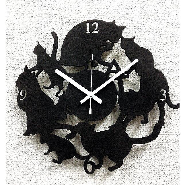 壁掛け時計 おしゃれ 猫 ネコ ねこ アート ウォールクロック かわいい