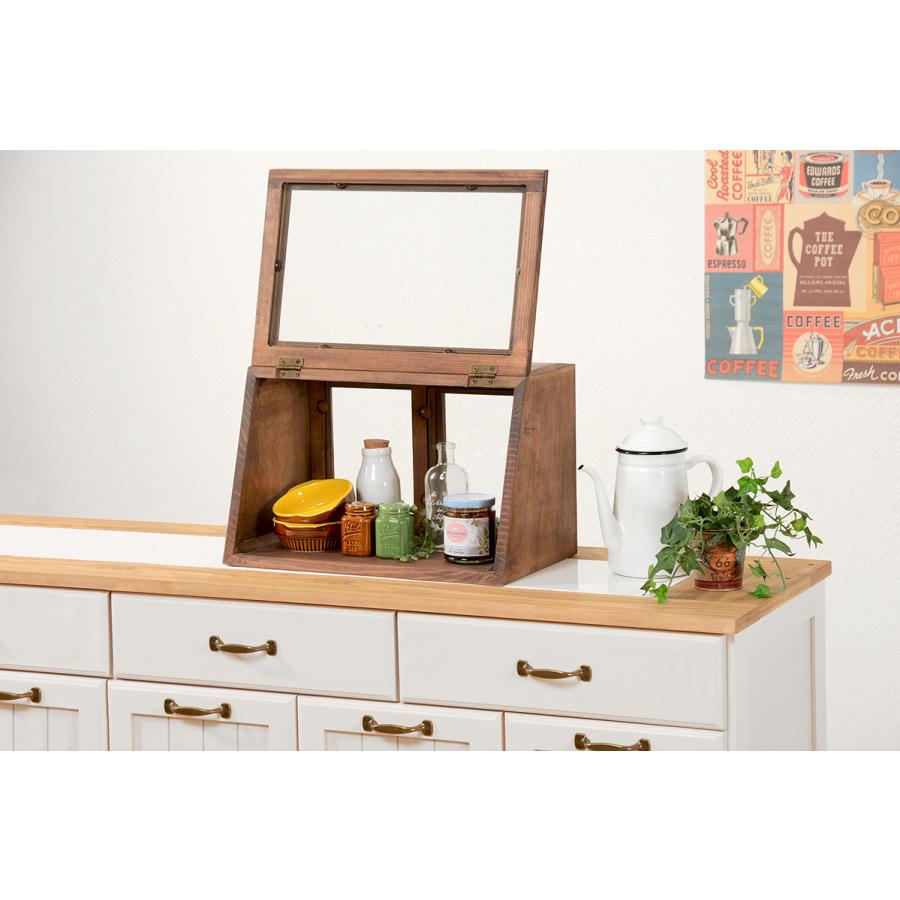 HAGiHARA（萩原） ラック 棚 カウンター上 キッチン収納 ガラス 木製