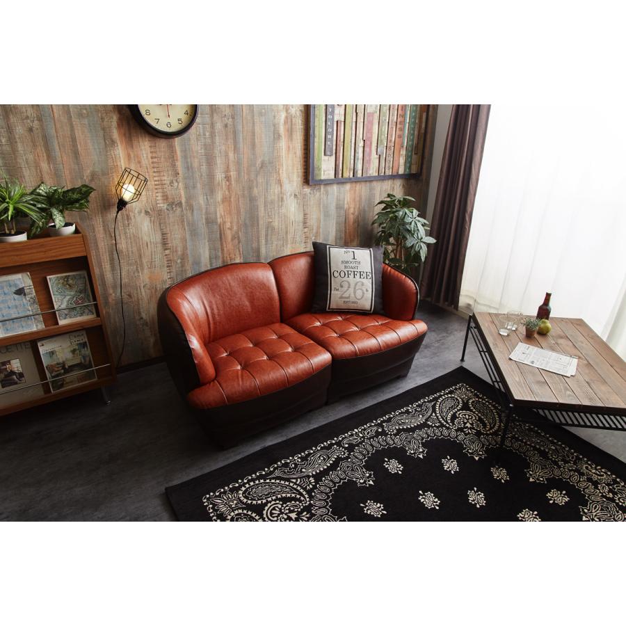 ソファー 2人掛け おしゃれ レトロ レザー ヴィンテージ エレガント