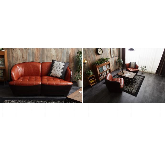 ソファー 2人掛け おしゃれ レトロ レザー ヴィンテージ エレガント