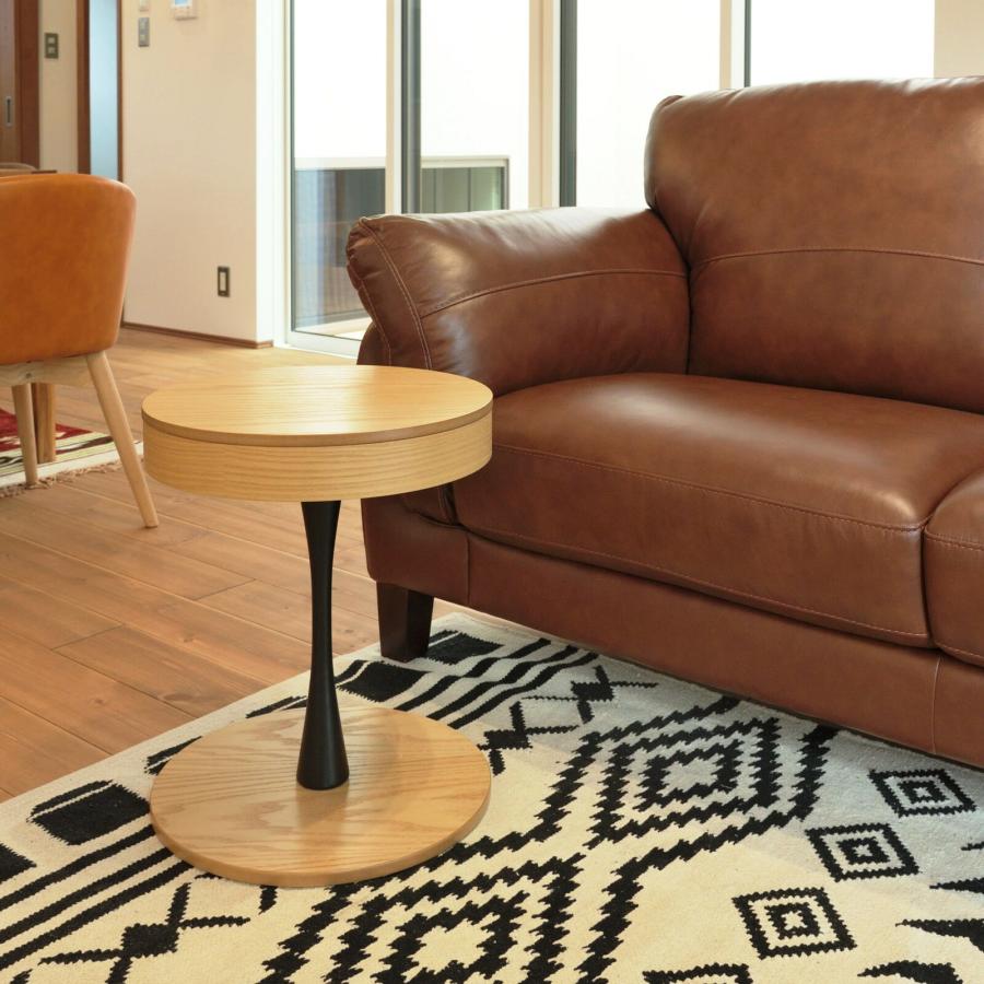 サイドテーブル おしゃれ 丸 北欧モダン ミッドセンチュリー 収納庫