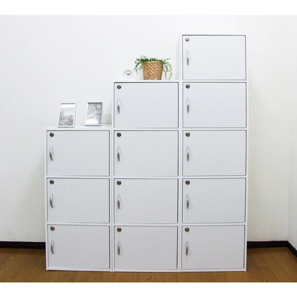 棚 カラーボックス ラック 鍵 扉付き 木製 白 おしゃれ ロッカー