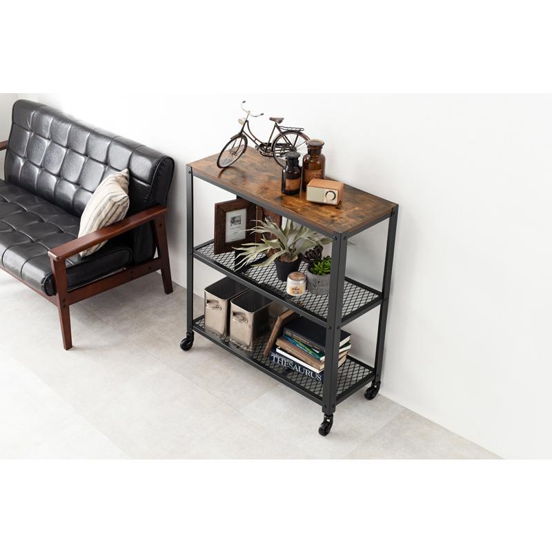 HAGiHARA（萩原） ラック 棚 キャスターワゴン ヴィンテージ 古材風