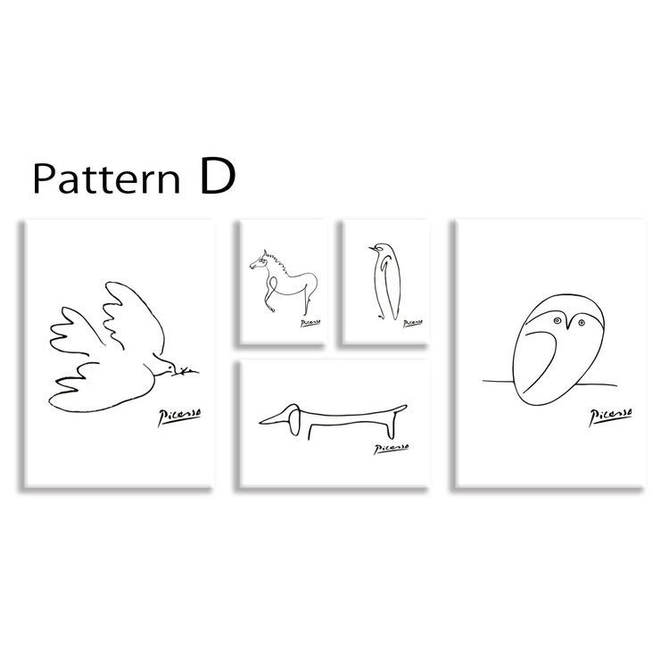 アート アートパネル パブロ・ピカソ 動物 ドローイング キャンバス 壁掛け 絵画 北欧 モダン おしゃれ patternD 5枚セット
