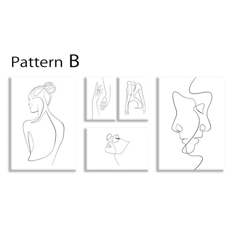 アート アートパネル ピカソ キャンバスアートフレーム おしゃれ モダンアート 壁掛け Line Art patternB 5枚セット