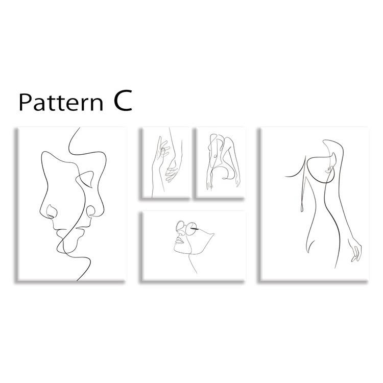 アート アートパネル ピカソ キャンバスアートフレーム おしゃれ モダンアート 壁掛け Line Art patternC 5枚セット