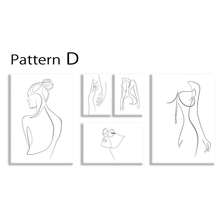アート アートパネル ピカソ キャンバスアートフレーム おしゃれ モダンアート 壁掛け Line Art patternD 5枚セット