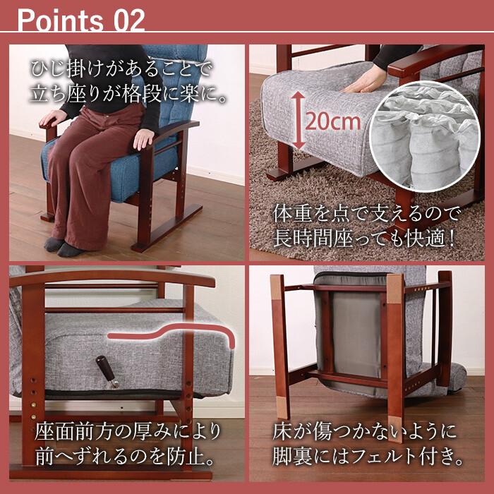 高座椅子 リクライニングチェア おしゃれ レトロ ヘッドレスト