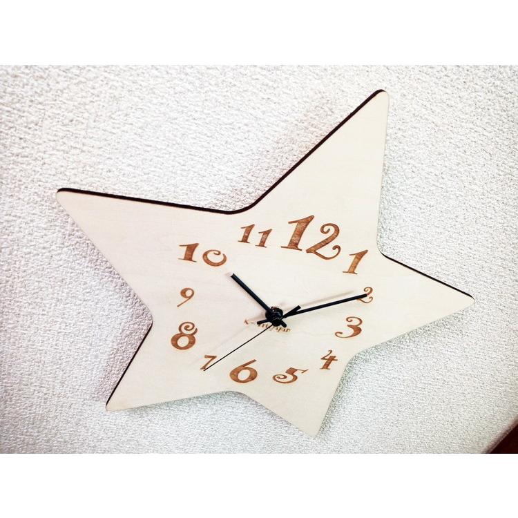 壁掛け時計 おしゃれ かわいい 星 スター ナチュラル アート
