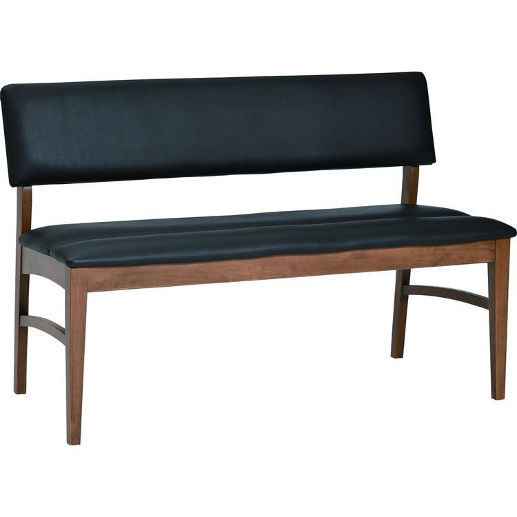 ベンチ レザーシート 背もたれ付き ソファ 二人掛け いす ダイニングチェア 椅子 ヴィンテージ 木製 幅114cm 座面高さ44.5cm 完成品