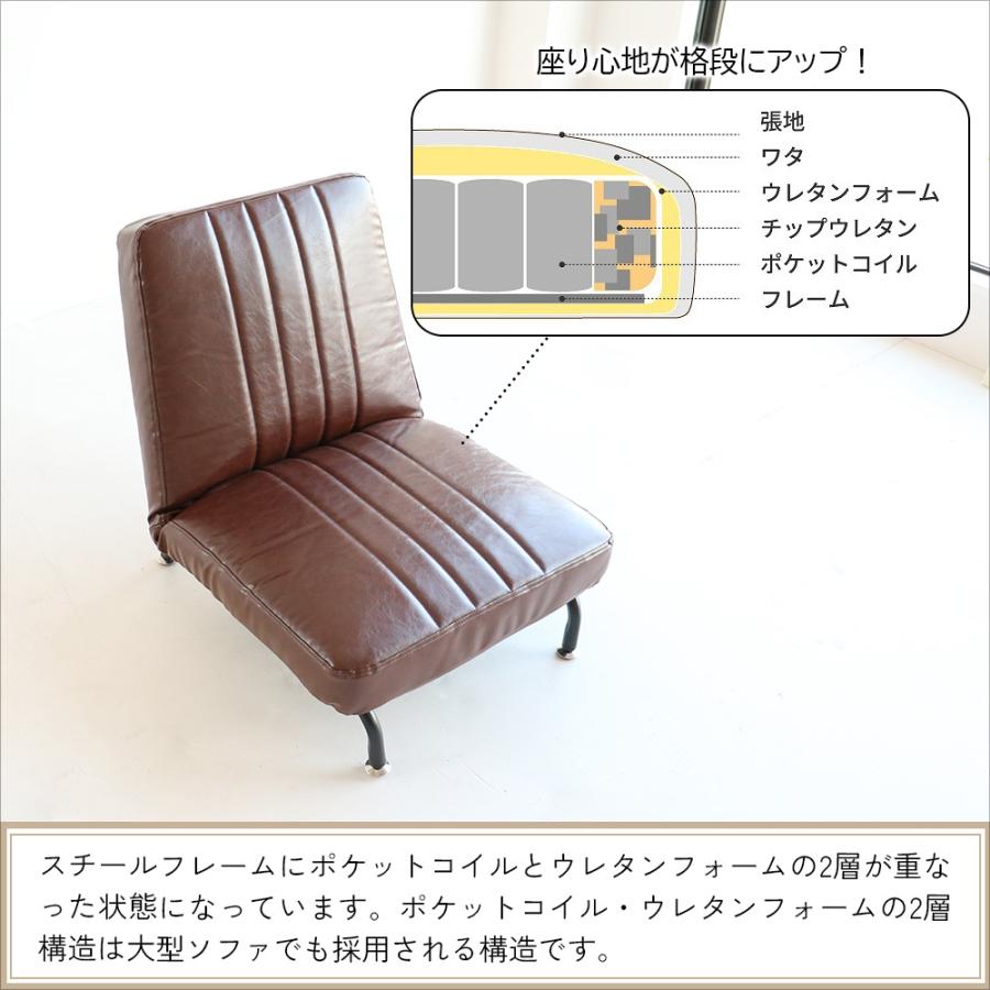 ローソファー 1人掛け レトロ おしゃれ 北欧モダン 座椅子 ヴィンテージ ポケットコイル パーソナルチェア 一人掛け レザー ロータイプ_8