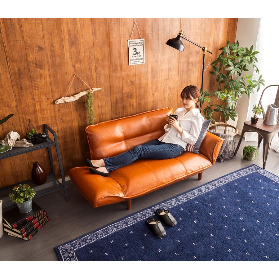 二人掛けリクライニングヴィンテージハイバックソファロータイプ