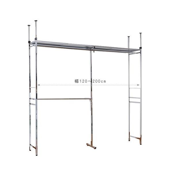 ワードローブ 突っ張り 伸縮 ハンガーラック 棚 クローゼット 衣類収納