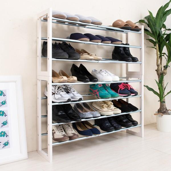 永井興産 シューズラック 玄関収納 スリッパ 伸縮 シンプル 連結