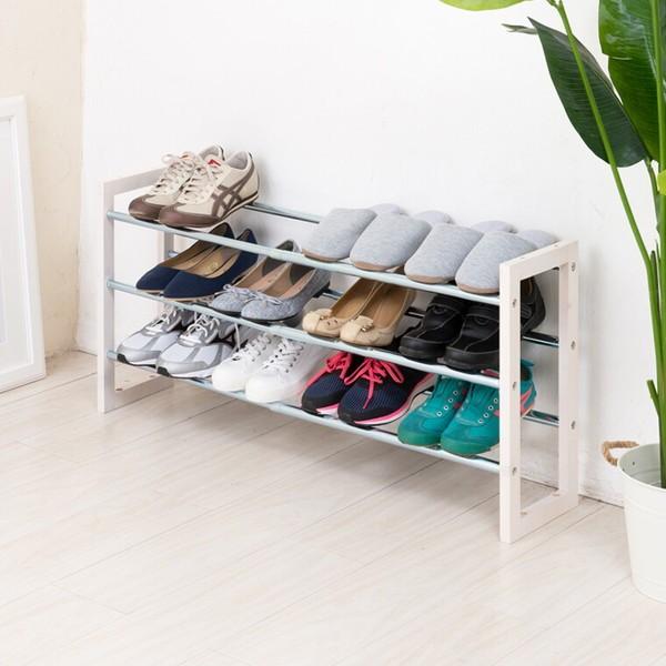 永井興産 シューズラック 玄関収納 スリッパ 伸縮 シンプル 連結