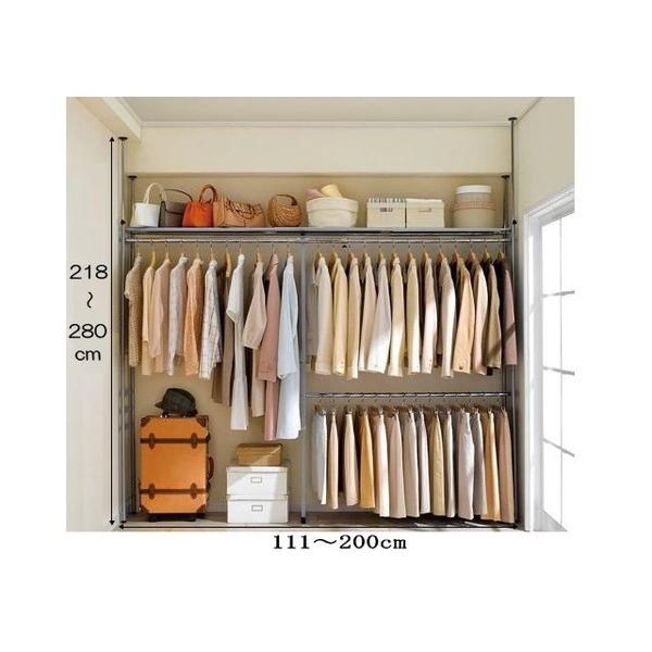 クローゼット ハンガーラック ワードローブ 棚 シンプル 服収納 衣類収納 天井突っ張り 幅と高さが調整できる伸縮タイプ 幅111 0cm 高さ218 280cm Shitem 楽装屋 通販 Yahoo ショッピング