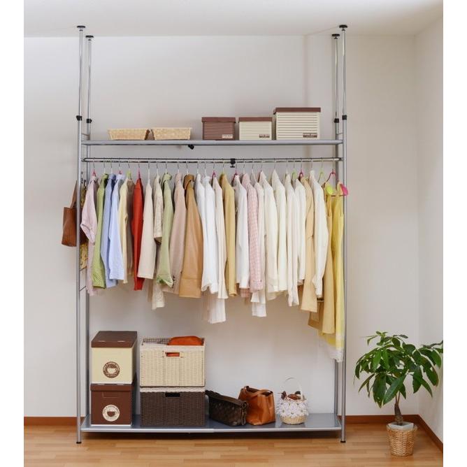 クローゼット ハンガーラック 棚 ワードローブ シンプル 服収納 衣類収納 天井突っ張り 幅と高さが調整できる伸縮タイプ 幅103 160cm 高さ195 260cm Shitem 楽装屋 通販 Yahoo ショッピング
