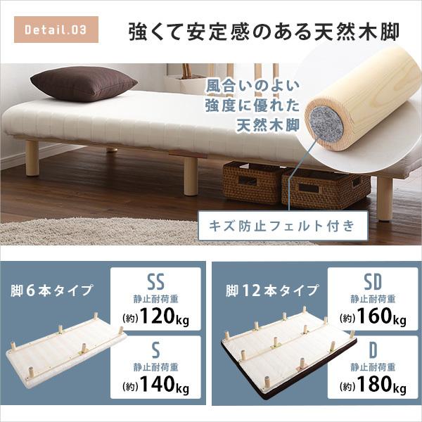 ベッド ベッドフレーム セミダブル 木製 シンプル 脚付きウレタンロールマットレス｜rakusouya｜10