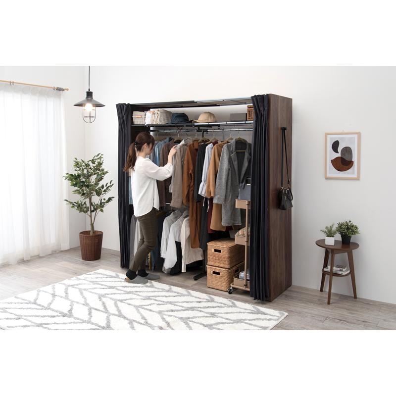 HAGiHARA（萩原） ハンガーラック ワードローブ カバーカーテン付き