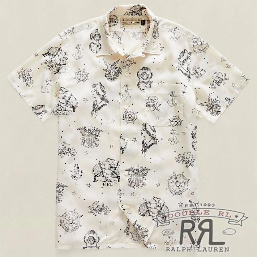 Rrl ダブルアールエル Printed Twill Camp Shirt 限定品 タトゥープリント リヨセル地 半袖キャンプシャツ Supersport Tn