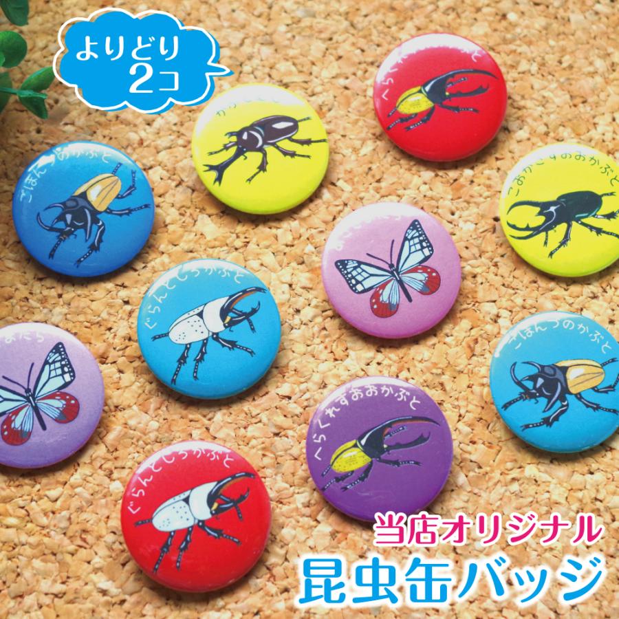 昆虫バッジ 昆虫バッチ 昆虫 缶バッジ カブトムシ 蝶 ちょうちょ かわいい かっこいい バッジ 通学 ヘラクレス 男の子 ギフト よりどり２個 32mm | ブランド登録なし