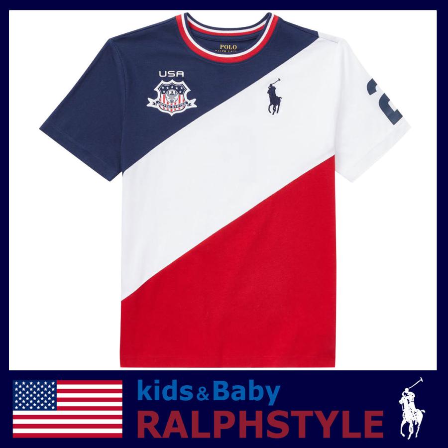 ポロ ラルフローレン 半袖 Tシャツ ビッグポニー USA レッド ブルー キッズ ジュニア｜ralphstyle