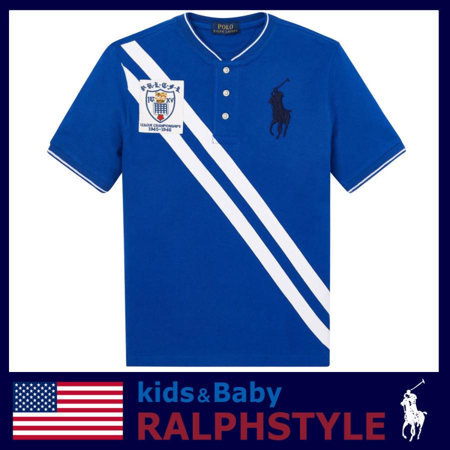 Polo by Ralph Lauren Vネック長袖Tシャツ 青白ストライプ POLO RALPH LAUREN (ポロ・ラルフローレン) ストライプシャツ
