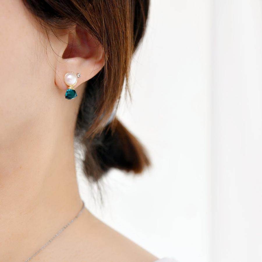 ♡期間限定販売【7】天然石グリーンクォーツァイトのチャーム、ピアス