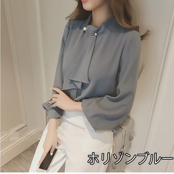 ボウタイブラウス ブラウス 長袖 レディース トップス スカーフタイ