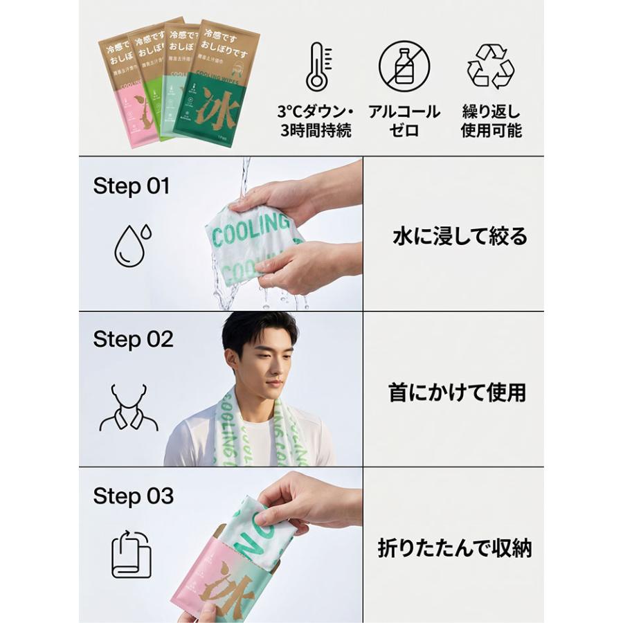 ミントエキス配合 クールおしぼりタオル ひんやりタオル 冷却タオル