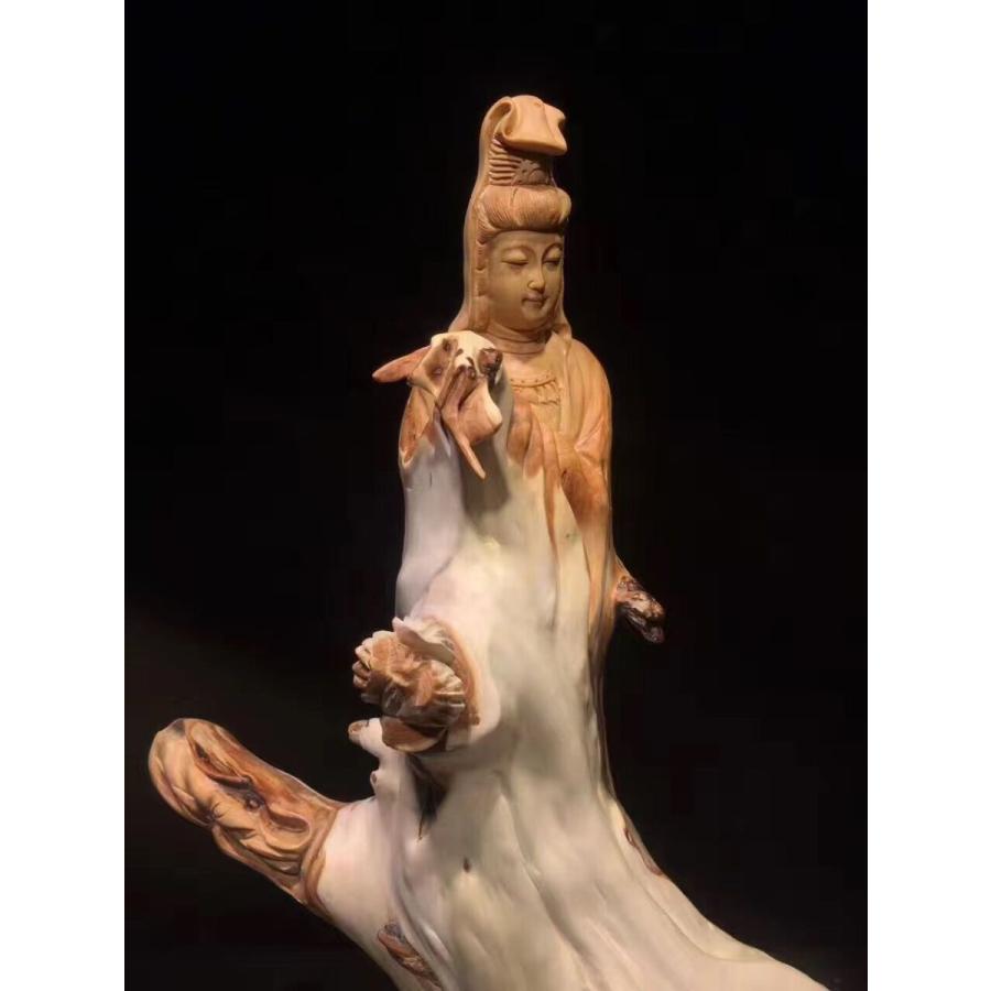 彫刻 崖柏（ヤーバイ） 観音 観音様 仏像 自然木 銘木 ヤーバイ