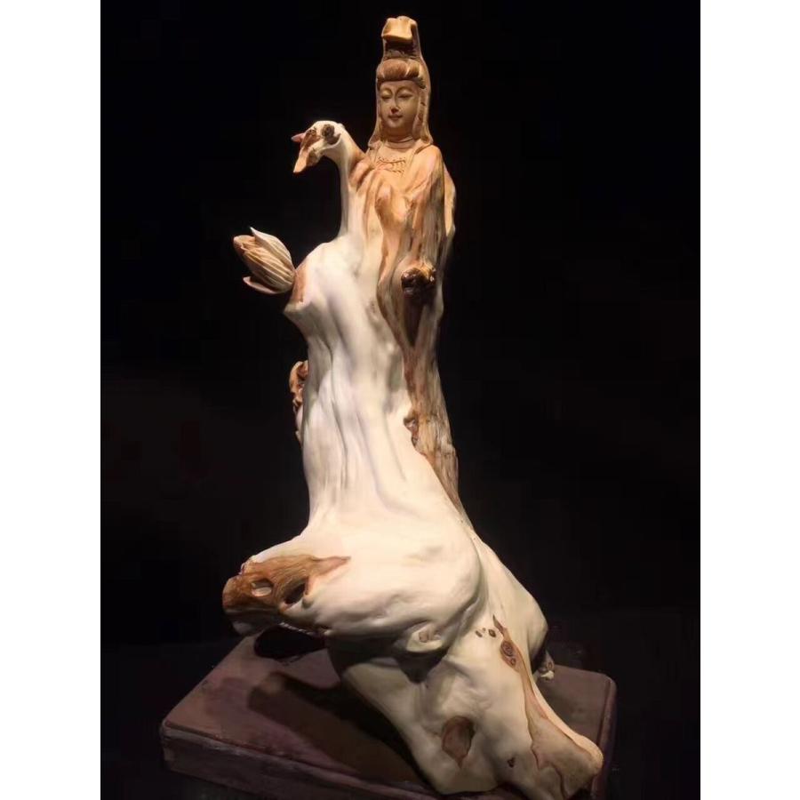 彫刻 崖柏（ヤーバイ） 観音 観音様 仏像 自然木 銘木 ヤーバイ 原木崖