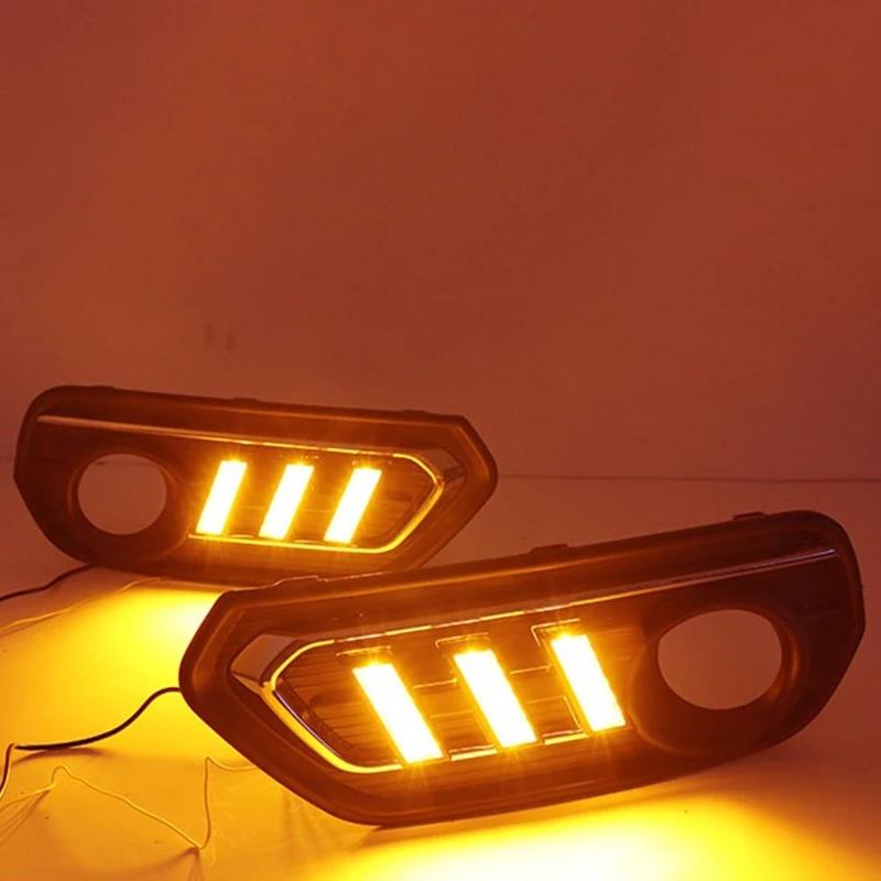 【並行輸入品】 1 セット DRL デイライト 走行 ライト Dayライト 12V フォグ ランプ カバー ウィンカー イエロー シグナル ライト ホンダ AVANCIER 2017年-201の画像