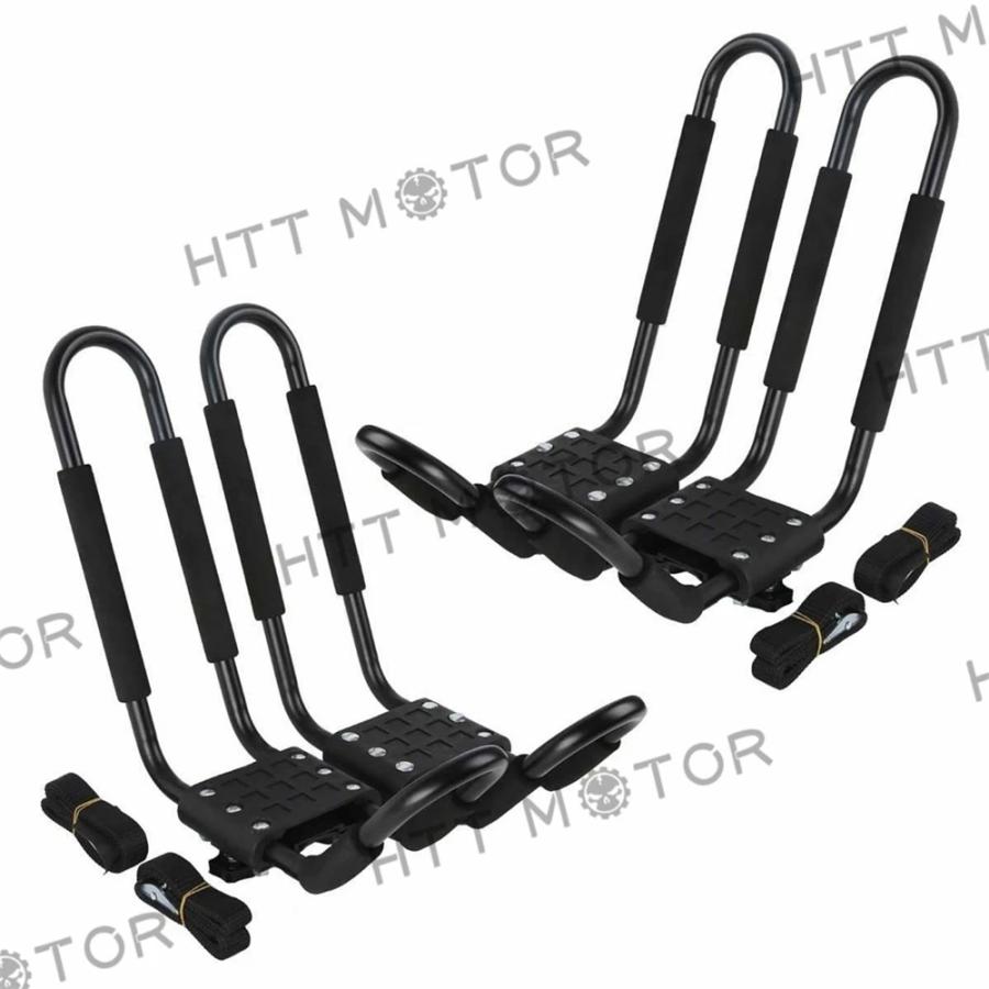 【並行輸入品】 2 ペアs Kayak Ski サーフ Snowboard 汎用 ルーフ マウント クロス J- ラック BMW アウディ ベンツ フォード ランドローバー ダッジ ジャガー