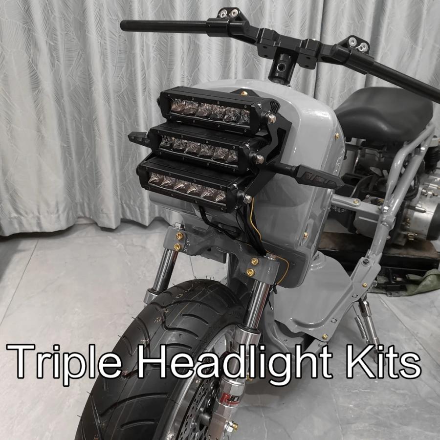 RUCKUSヘッドライトブラケット ブラック 並行輸入品】 トリプル ヘッドライト キット Include マウント