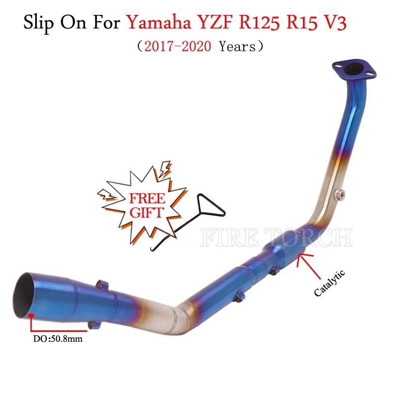 【並行輸入品】 バイク エキゾースト エスケープ マフラー モト チューブ フロント ミドル パイプ ヤマハ MT15 YZF R15 V3 MT125 2020年 -2021年 s カスタム パの画像