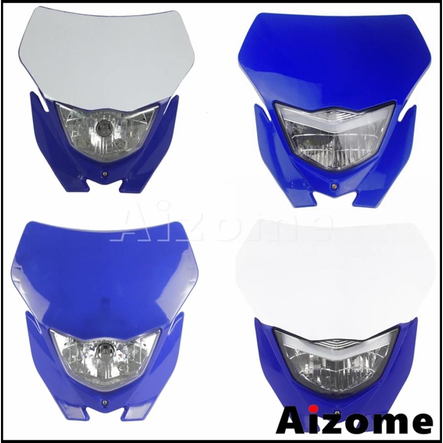 【並行輸入品】 ホワイト ブルー WR LED スポーツ モトクロス ヘッド ライト ランプ フェアリング ホンダ スズキ カワサキ ヤマハ WR 250 450 CRF 125 85 KXF_18