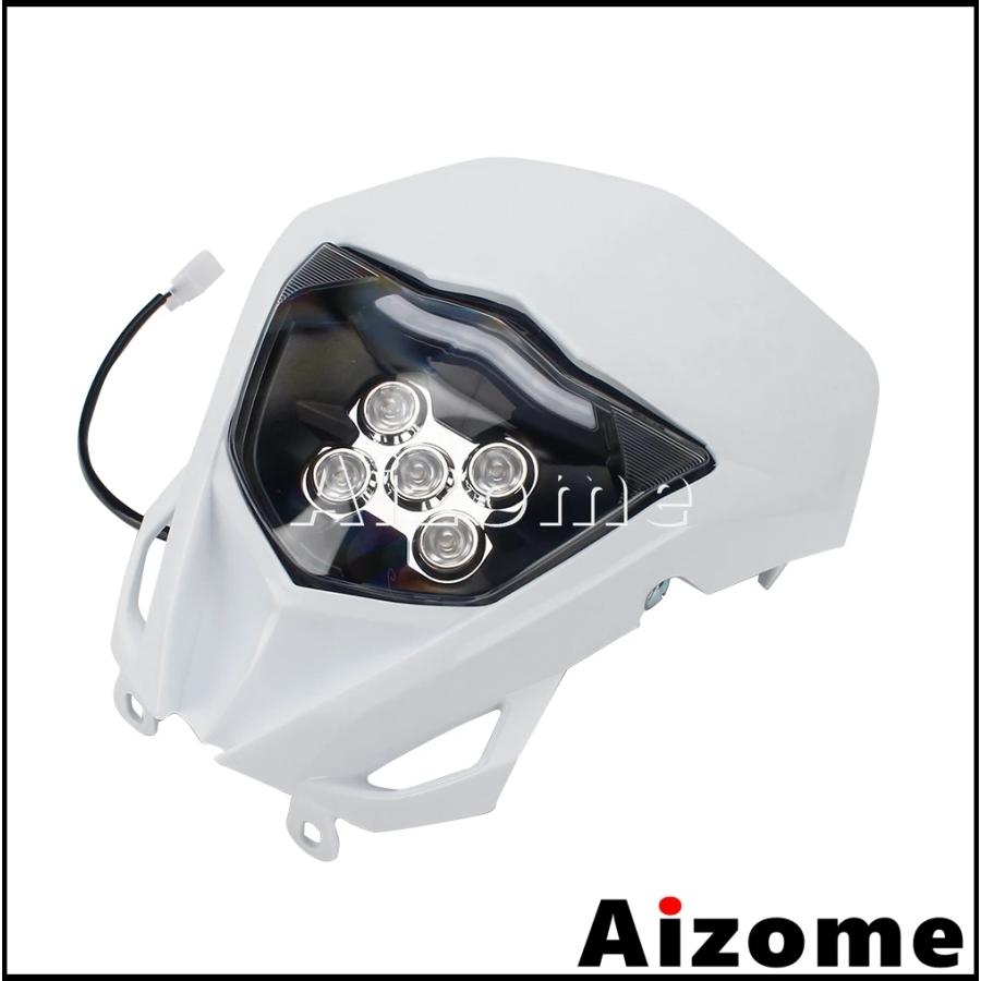 【並行輸入品】 ホワイト ブルー WR LED スポーツ モトクロス ヘッド ライト ランプ フェアリング ホンダ スズキ カワサキ ヤマハ WR 250 450 CRF 125 85 KXF_20