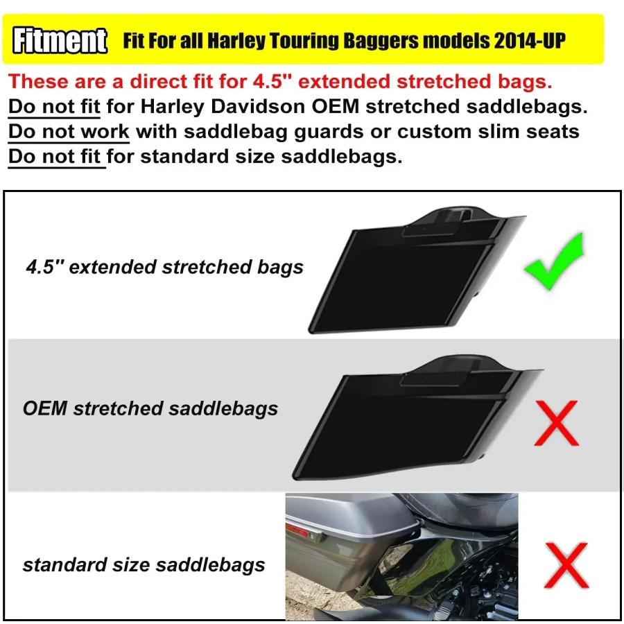 【並行輸入品】 未塗装 ブラック Strhed ed サイド カバー パネル ハーレー 14-23 ツーリング エレクトラ ロードグライド FLHTK 4.5'' サドルバッグ カスタム_1