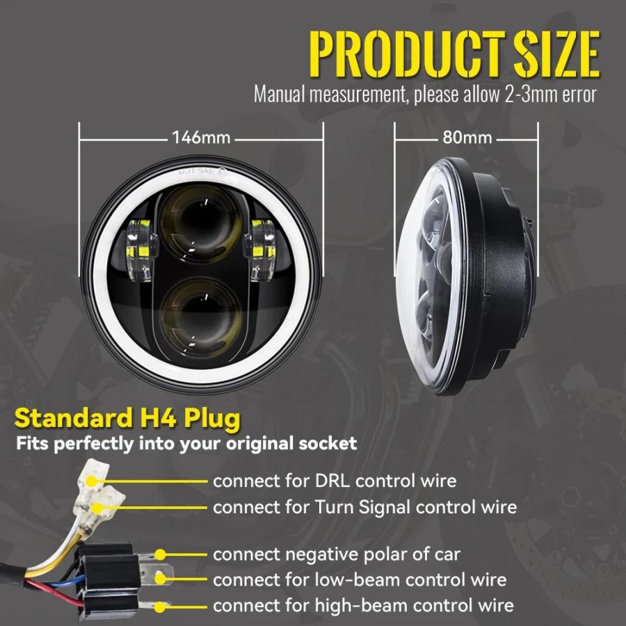 【並行輸入品】 5.75 インチ LED ヘッドライト 5 3/4\" LED DRL 40W バイク ヘッドライト ハーレー スポーツスター 883 XL883 FXCW カスタム パーツの画像