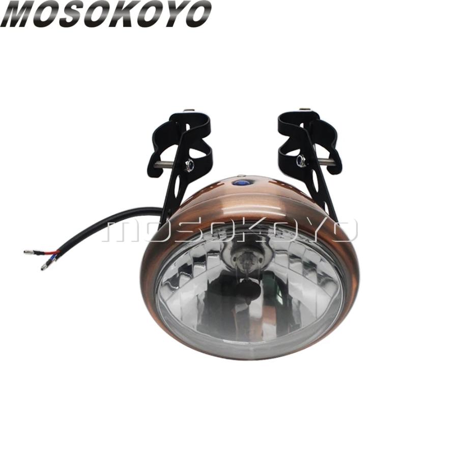 【並行輸入品】 ヴィンテージ ブラウン ベゼル 6\" H4 12V ヘッドライト マウント ブラケット ハーレー Old School チョッパー ボバー カフェレーサー カスタムの画像