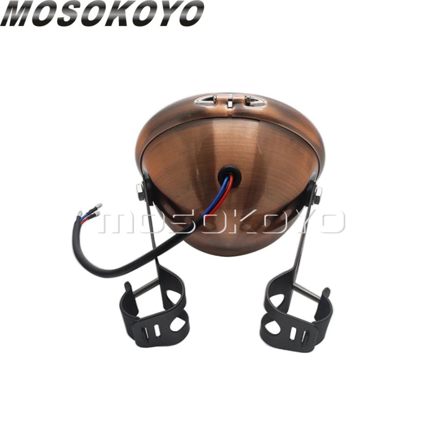 【並行輸入品】 ヴィンテージ ブラウン ベゼル 6\" H4 12V ヘッドライト マウント ブラケット ハーレー Old School チョッパー ボバー カフェレーサー カスタムの画像